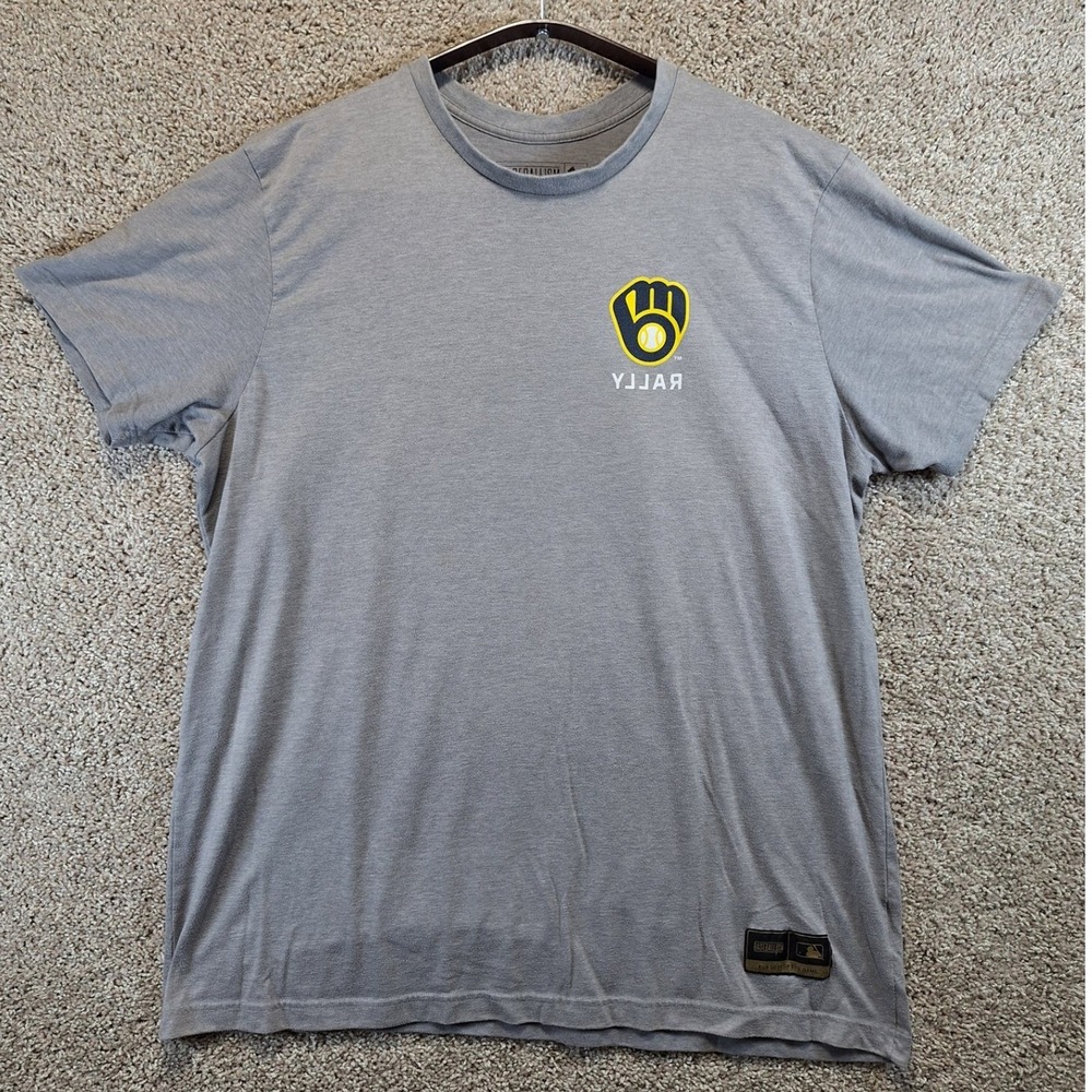 Baseballism T-Shirt Mens XXL Gray Milwaukee Brewers Rally Graphic T MLB Fan Gear